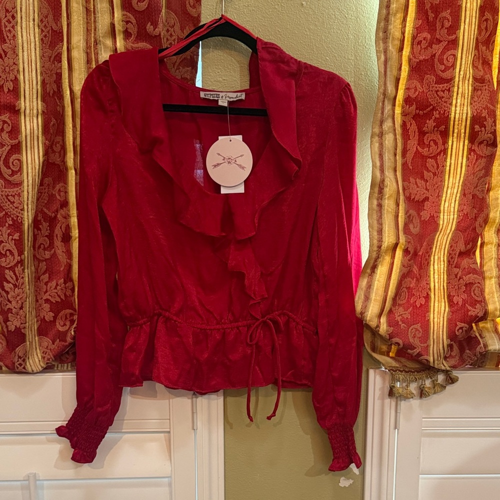 Gypsies & Moondust Vibrant Red Ruffled Blouse
